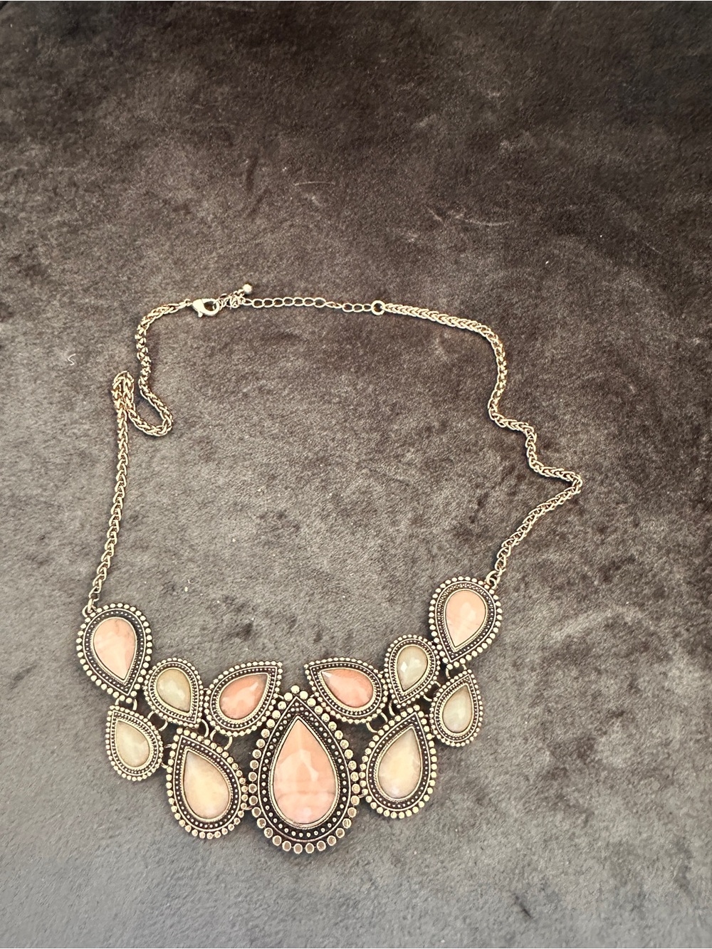 Statement Teardrop Bib Necklace in Blush Pink